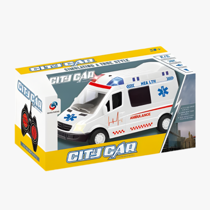 Ambulancia de fricción con luces y sonido.